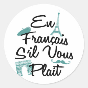 En Francais S'il Vous Plait - Franse taal Ronde Sticker
