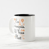 En Francais S'il Vous Plait French Teacher Student Tweekleurige Koffiemok (Voorkant links)