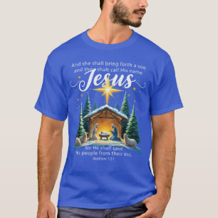 en gij zult Zijn naam Jezus noemen Kerstmis Kerstm T-shirt