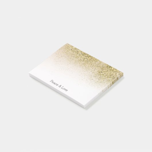  en Glittery Gold Peace Love Post-it® Notes (Schuin)