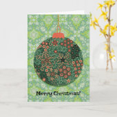  en  Groen Ornament Kerst Retro Kaart (Gele Bloem)
