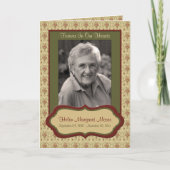 en groene Floral Memorial Kaart met foto (Voorkant)