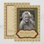 en groene Floral Memorial Kaart met foto (Voorkant / Achterkant)