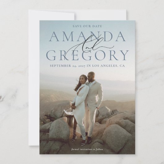 En het manuscript Volledige Foto legant sparen de  Save The Date (Voorkant)