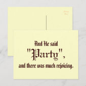 En hij zei "Partij" Briefkaart (Voorkant / Achterkant)