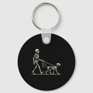 En hond lui Halloween kostuum grappig schedel huis Sleutelhanger