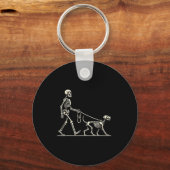 En hond lui Halloween kostuum grappig schedel huis Sleutelhanger (Voorkant)