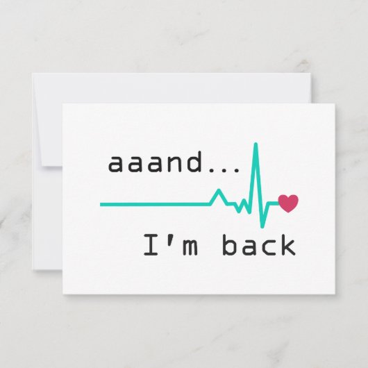 En ik ben terug, hartaanval Survivor Business Car Bedankkaart (Voorkant)