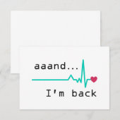 En ik ben terug, hartaanval Survivor Business Car Bedankkaart (Voorkant / Achterkant)