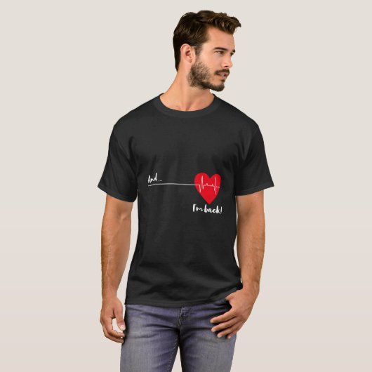 En ik ben terug hartslag voor cardioloog hart t-shirt (Voorkant volledig)