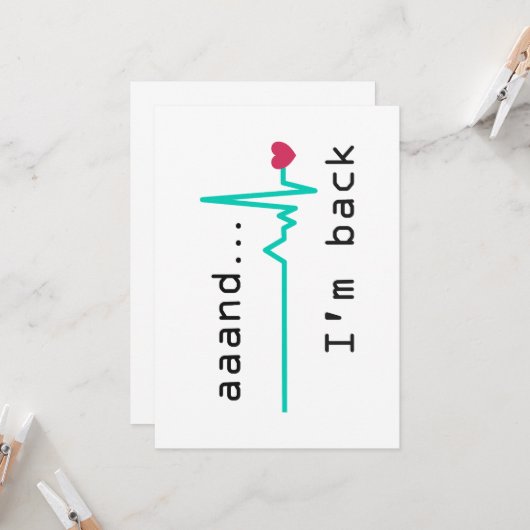 En ik ben terug, Heart Attack Survivor Kaart (Voorkant / Achterkant in situ)