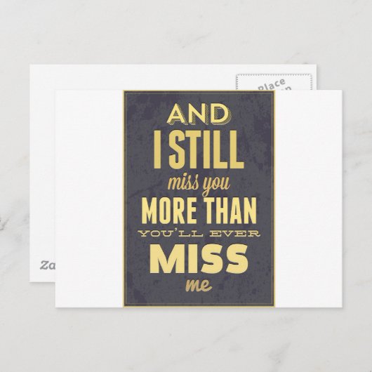 En ik mis je nog steeds meer dan jij mij mist briefkaart (Voorkant / Achterkant)