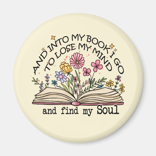 En in mijn boek ga ik – Bloemenboekenliefhebber Magneet (Voorkant)