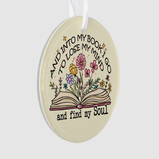 En in mijn boek ga ik – Bloemenboekenliefhebber Ornament (voorkant)