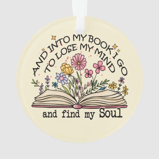 En in mijn boek ga ik – Bloemenboekenliefhebber Ornament (achterkant)