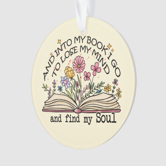 En in mijn boek ga ik – Bloemenboekenliefhebber Ornament (voorkant)