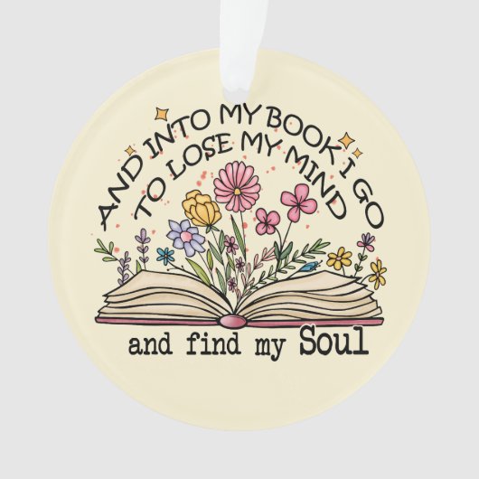 En in mijn boek ga ik – Bloemenboekenliefhebber Ornament (voorkant)