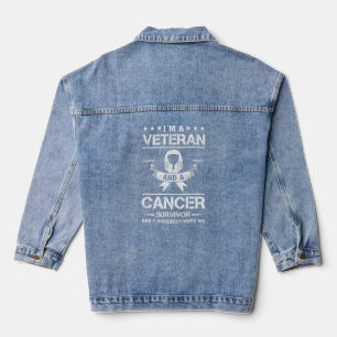 en kanker overlevende chemotherapie krijger soldaa denim jacket