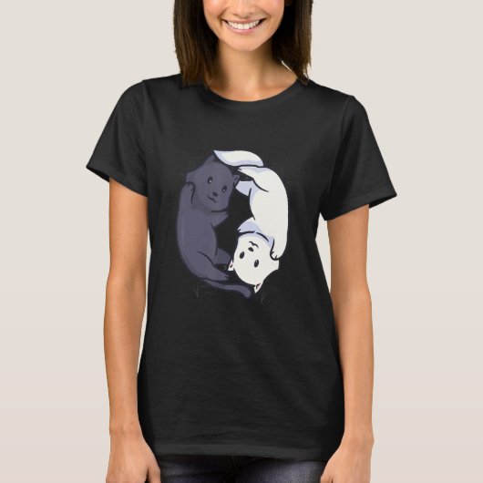 en kat Yin en Yang Halloween for T-shirt (Voorkant)