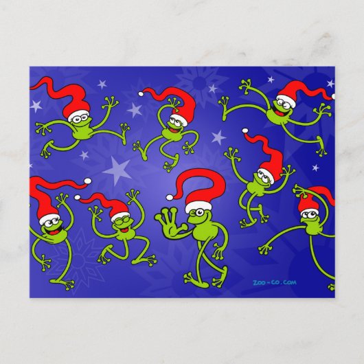 , En Kikkers die van Kerstmis dansen de vieren Feestdagenkaart (Voorkant)