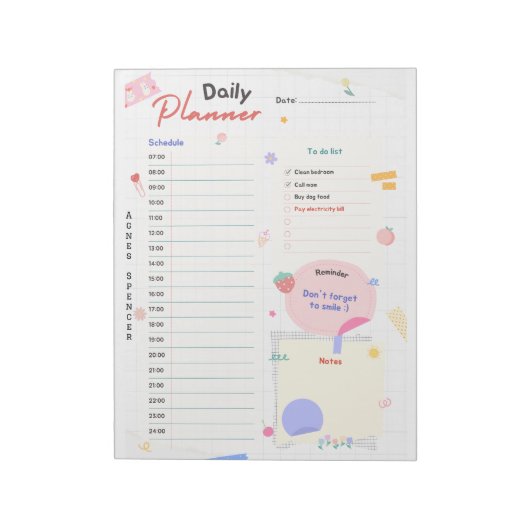 en kleurrijk Daily Planner Notitieblok (Linkerzijde)