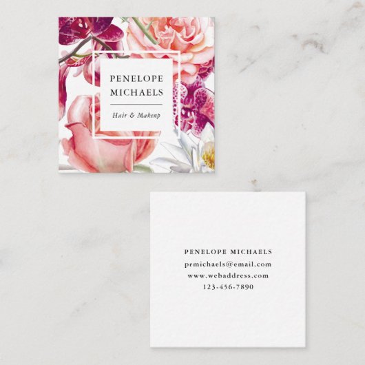  en kleurrijk Floral Square Visitekaartje (Voorkant / Achterkant)