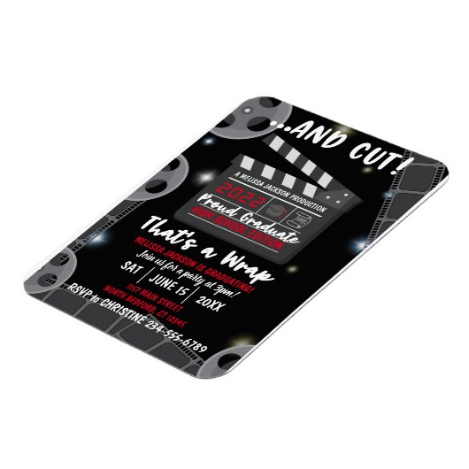 En knip dat is een 'Wrap Afstuderen Black' uitnodi Magneet (Linkerzijde)
