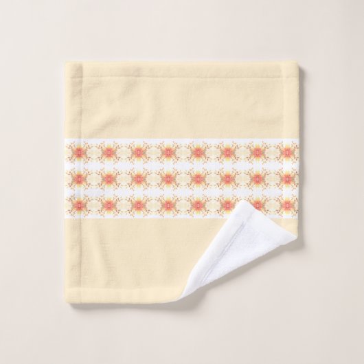  en legant crème en koraal bad handdoek (Wasdoekje)