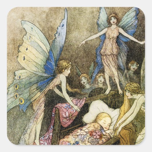 En, liefje zingend rond je bed vierkante sticker (Voorkant)