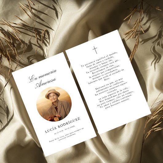 En Memoria | Begrafenisfotokaart in het Spaans Visitekaartje