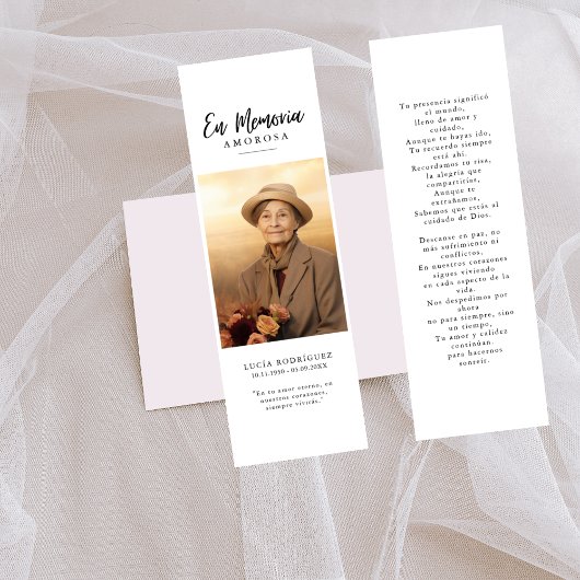 En Memoria Spaans Begrafenis Foto Bladwijzer Kaart Visitekaartje