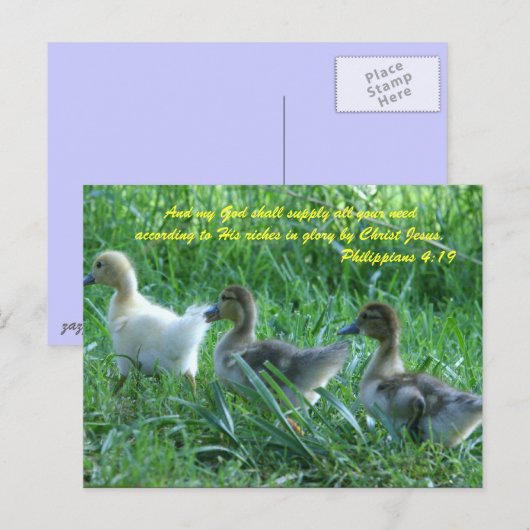 En mijn God zal al je behoeften voorzien volgens Briefkaart (Voorkant / Achterkant)