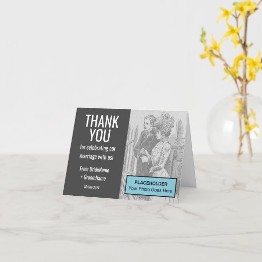  en minimale bruiloft "DANK U" Kaart (Gele Bloem)