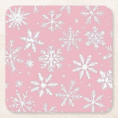  en moderne roze sneeuwvlokken kerst kartonnen onderzetters (Voorkant)
