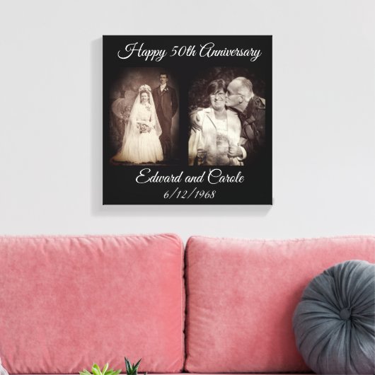  en moderne trouwfoto 50e Jubileum Canvas Afdruk (Insitu (Woonkamer))