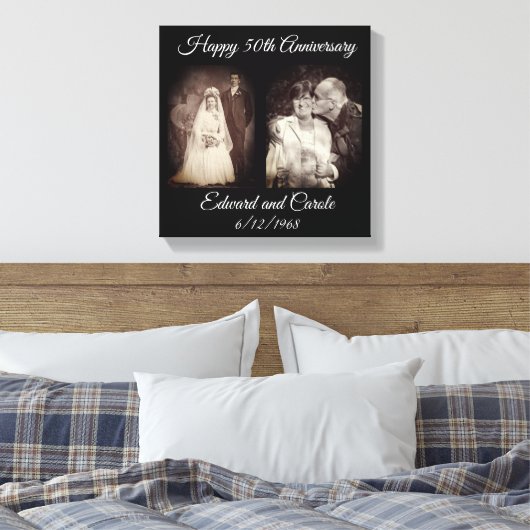  en moderne trouwfoto 50e Jubileum Canvas Afdruk (Insitu (Slaapkamer))