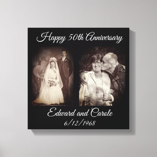  en moderne trouwfoto 50e Jubileum Canvas Afdruk (Voorkant)