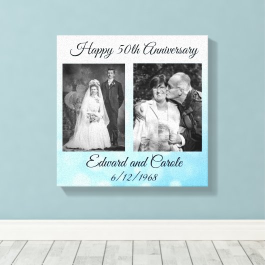  en moderne trouwfoto 50e Jubileum Canvas Afdruk (Insitu (Houten vloer))