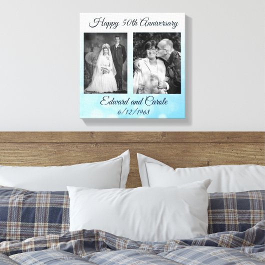  en moderne trouwfoto 50e Jubileum Canvas Afdruk (Insitu (Slaapkamer))