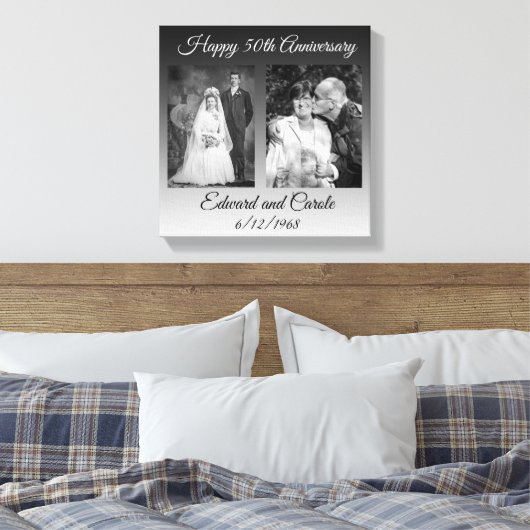  en moderne trouwfoto 50e Jubileum Canvas Afdruk (Insitu (Slaapkamer))