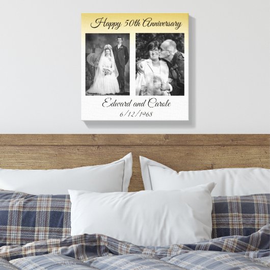  en moderne trouwfoto 50e Jubileum Canvas Afdruk (Insitu (Slaapkamer))