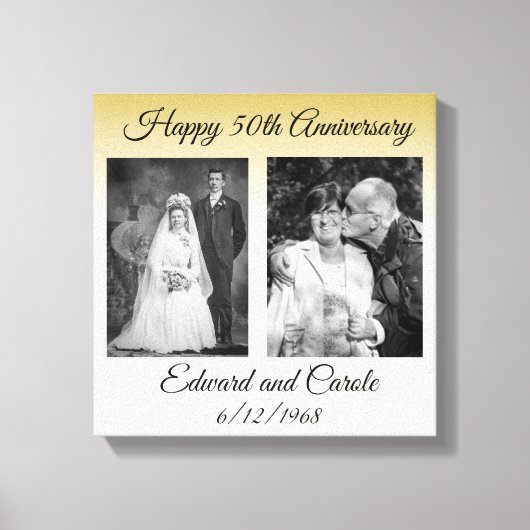  en moderne trouwfoto 50e Jubileum Canvas Afdruk (Voorkant)