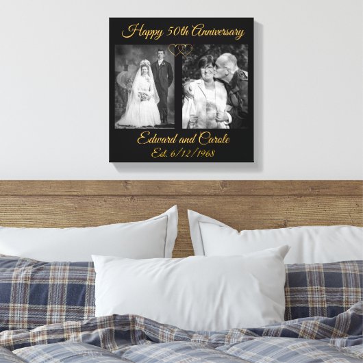  en moderne trouwfoto 50e Jubileum Canvas Afdruk (Insitu (Slaapkamer))