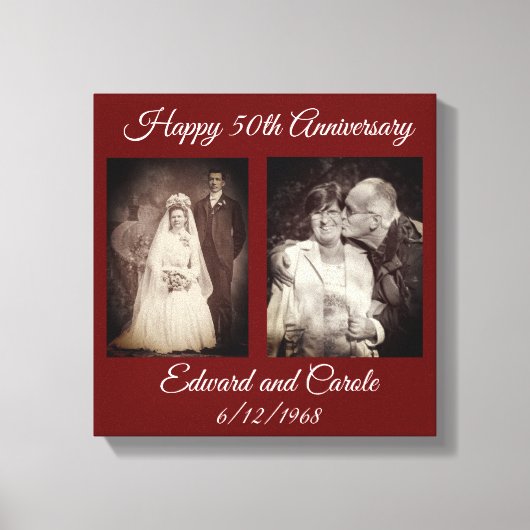  en moderne trouwfoto 50e Jubileum Canvas Afdruk (Voorkant)