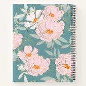 en mooi botanisch patroon blauw notitieboek (Achterkant)