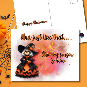 En net als dat spookseizoen is hier Heks Feestdagenkaart