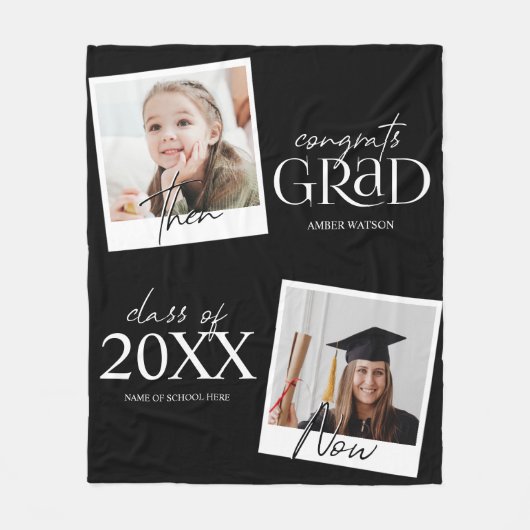 En nu | 2 Aankondiging foto-Afstuderen Fleece Deken (Voorkant)