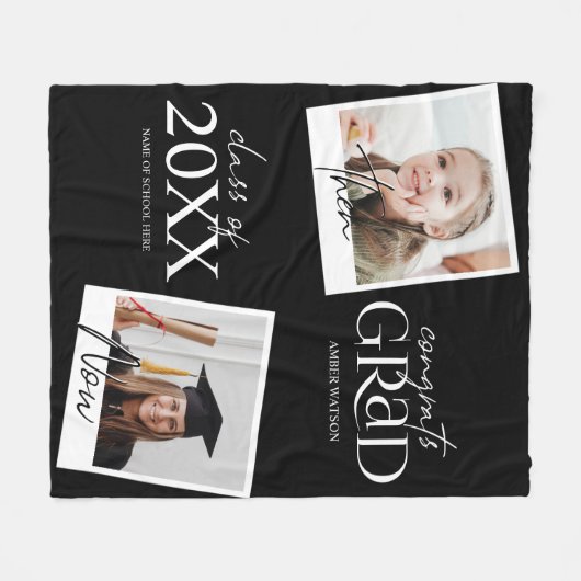 En nu | 2 Aankondiging foto-Afstuderen Fleece Deken (Voorkant (Horizontaal))