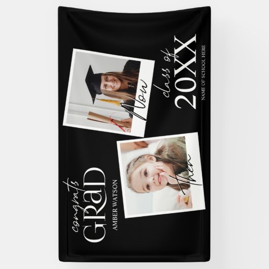 En nu | 2 Foto-Afstuderen Spandoek (Verticaal)