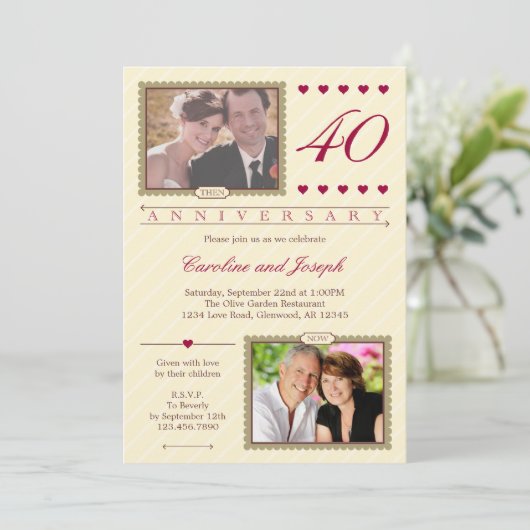 En nu 40th Wedding Jubileum Uitnodiging (Staand voorkant)